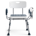 SPA4PIEDS 4-in-1 Shower Chair for Inside Shower, Anti-Scald Padded Arms, Enhance Non-Slip Feet, 6-Height Adjustable Tub Seats, Tool-Free Assembly