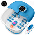 SPA4PIEDS Collapsible Foot Spa with Heat for Home Use, 16 Massage Rollers, Bubbles, Pumice Stone, Foot Skin Care, Remote Control, Blue