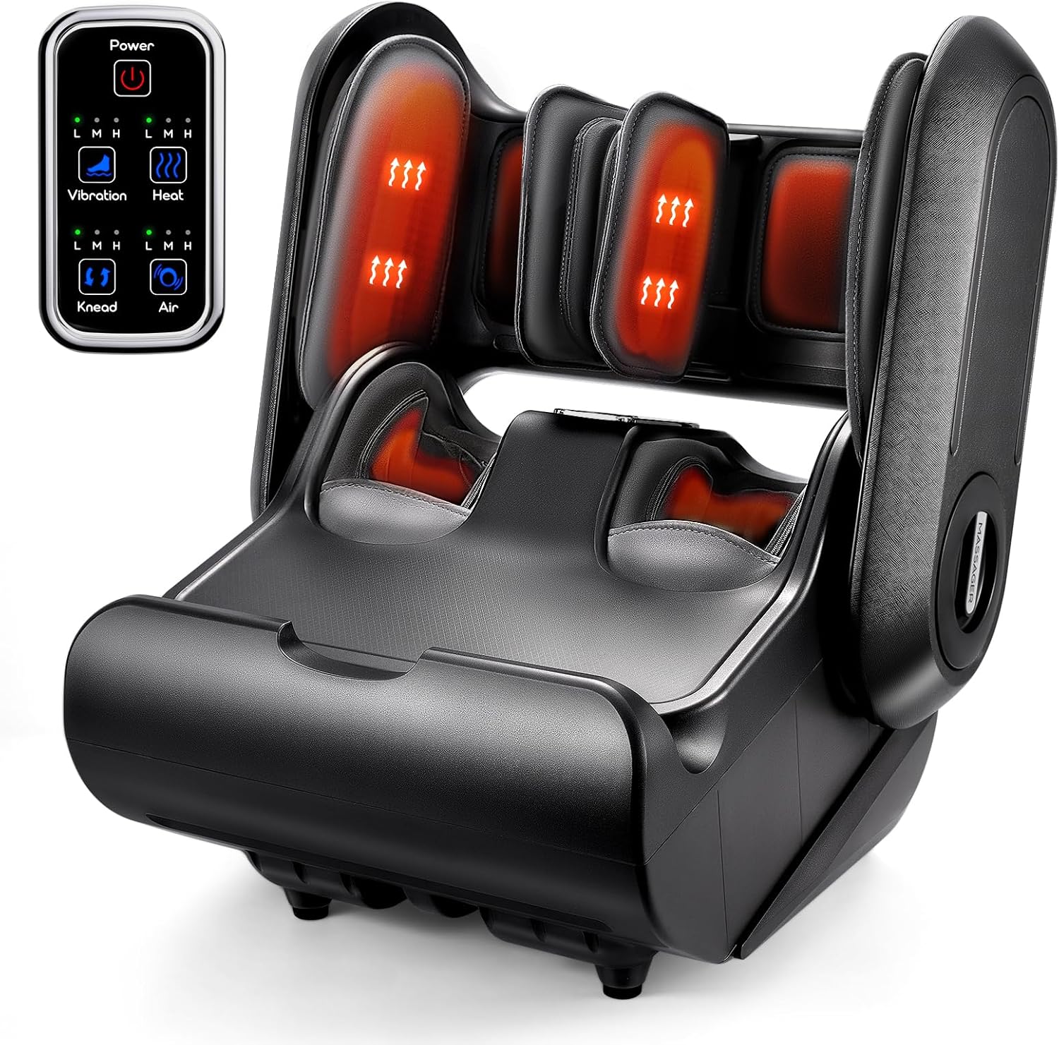 2 in 1 Shiatsu Foot Massager Machine Foot and Calf Massager with Adjustable Heat, Relaxation Gifts for Women Men, Fits up to Size 14