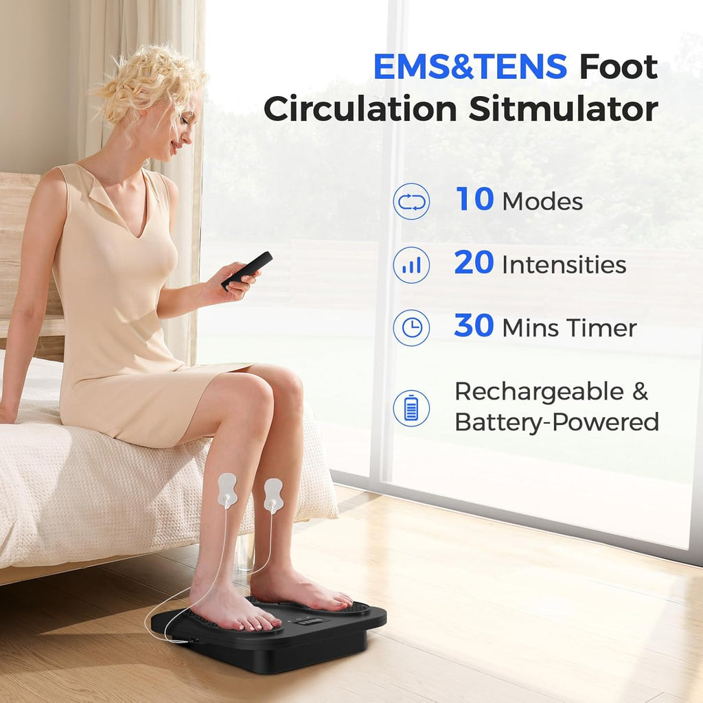 Foot Massager Rechargeable Foot Stimulator with Multiple Modes, Relaxing Foot & Leg Massager for Tired Feet, Home & Office Use, Gifts for Mom Dad