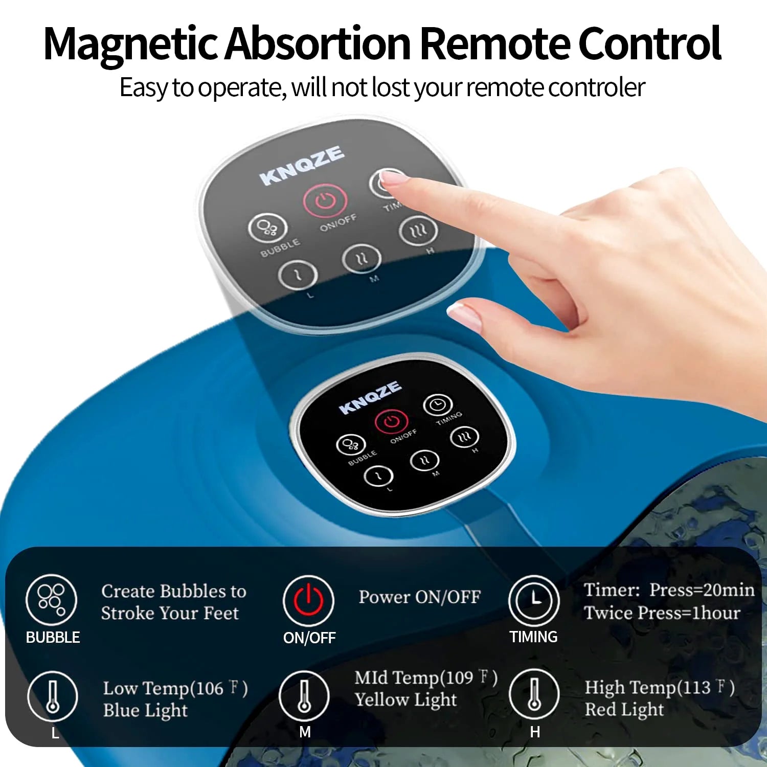 Collapsible Heated Foot Spa for Home Use, 16 Rollers, Bubbles, Pumice Stone, Foot Skin Care, Remote