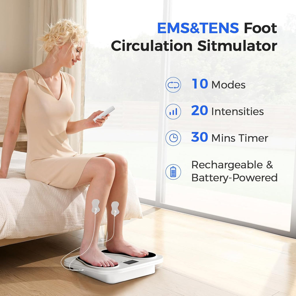 Foot Massager Rechargeable Foot Stimulator with Multiple Modes, Relaxing Foot & Leg Massager for Tired Feet, Home & Office Use, Gifts for Mom Dad