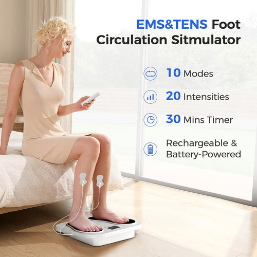 Foot Massager Rechargeable Foot Stimulator with Multiple Modes, Relaxing Foot & Leg Massager for Tired Feet, Home & Office Use, Gifts for Mom Dad