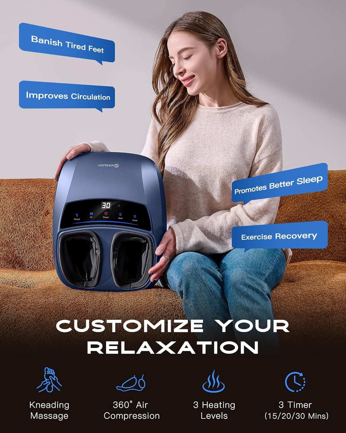 Foot Massager with Heat, Deep Kneading Shiatsu Foot Machine with Remote , Fits Up to Men Size 14, Gifts for Women Men