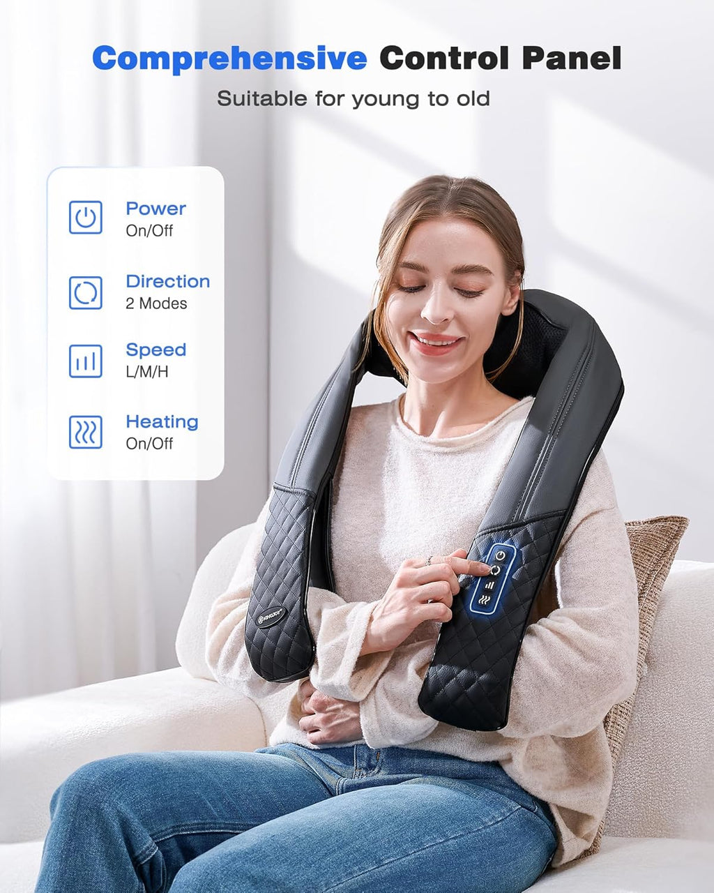 Neck and Shoulder Massager with Heat, 4D Shiatsu Neck and Back Massager with 16 Nodes for Back, Shoulder