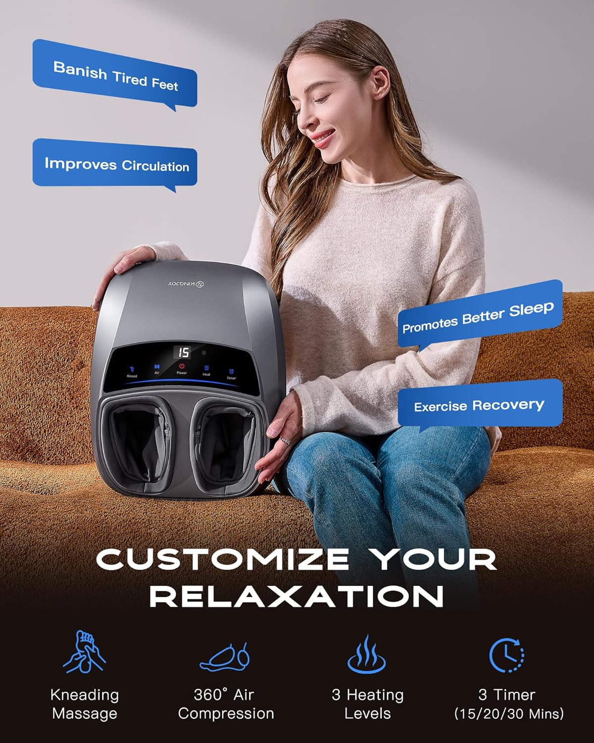 Foot Massager with Heat, Deep Kneading Shiatsu Foot Machine with Remote , Fits Up to Men Size 14, Gifts for Women Mom Men Dad Seniors
