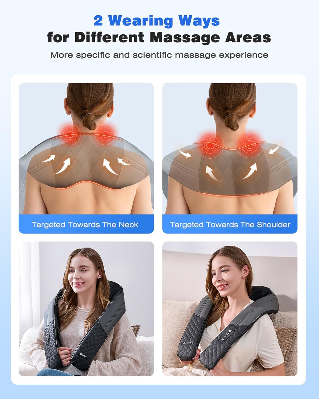 Neck and Shoulder Massager with Heat, 4D Shiatsu Neck and Back Massager with 16 Nodes for Back, Shoulder