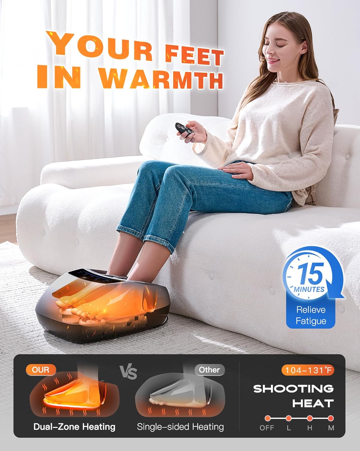 Foot Massager with Heat, Deep Kneading Shiatsu Foot Machine with Remote , Fits Up to Men Size 14, Gifts for Women Mom Men Dad Seniors