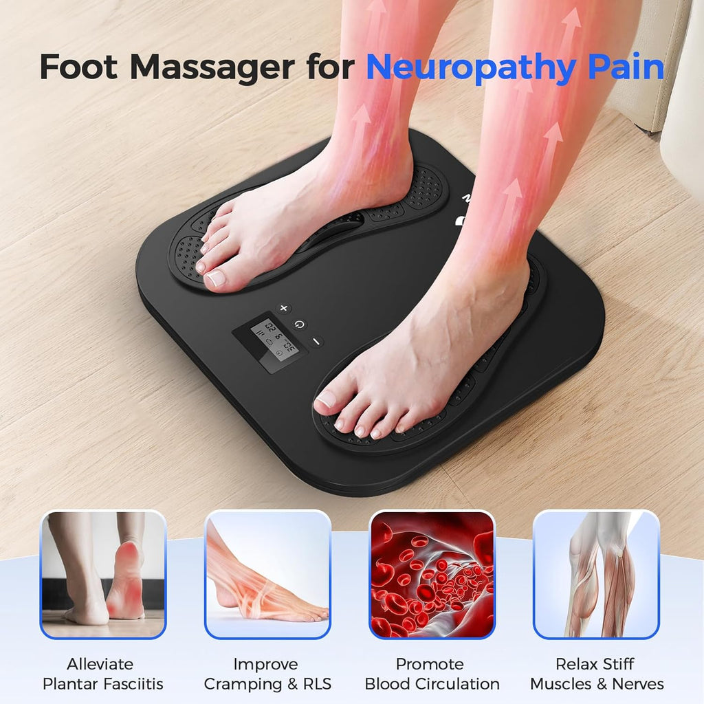 Foot Massager Rechargeable Foot Stimulator with Multiple Modes, Relaxing Foot & Leg Massager for Tired Feet, Home & Office Use, Gifts for Mom Dad