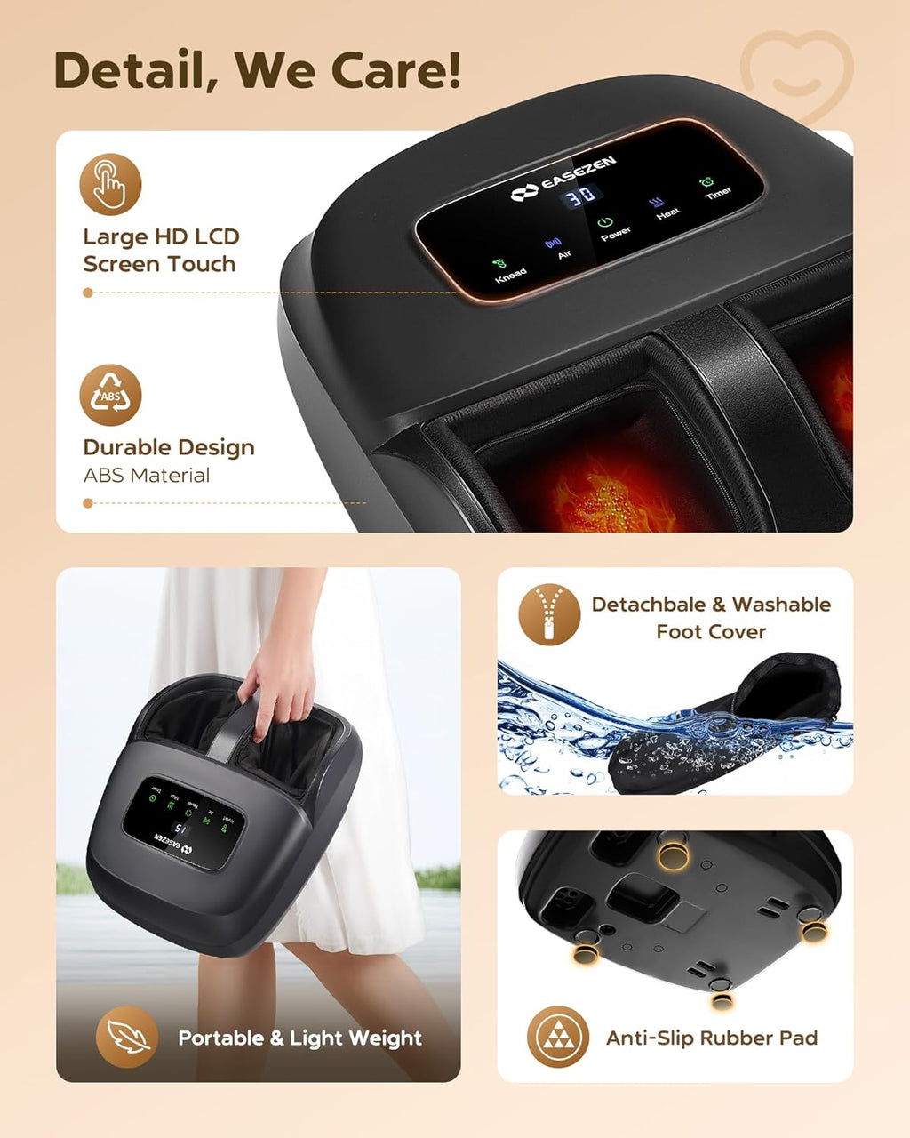Heated Shiatsu Foot Massager with Remote Control, Full Foot Comfort, Gift for Women & Men, Size 14