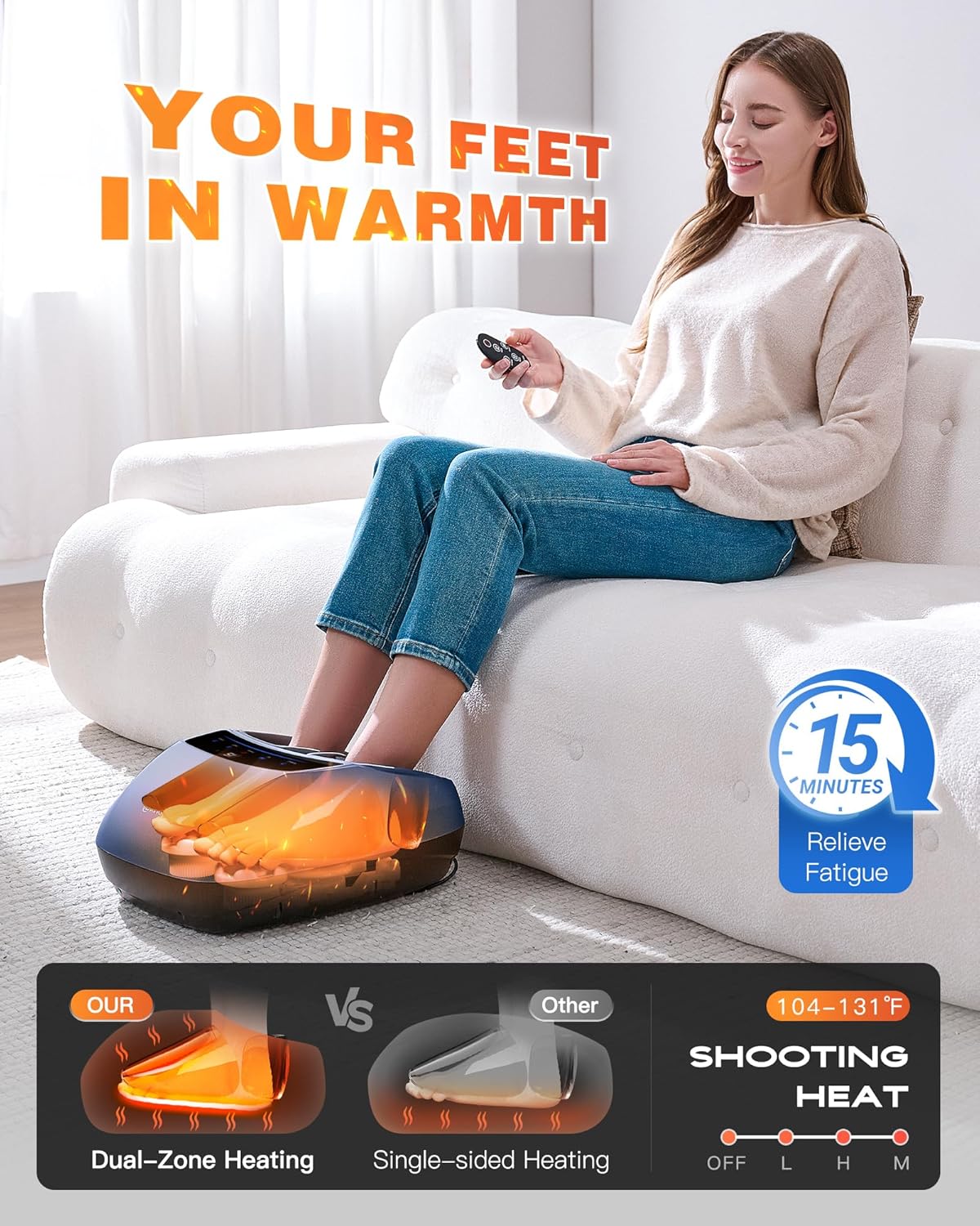 Foot Massager with Heat, Deep Kneading Shiatsu Foot Machine with Remote , Fits Up to Men Size 14, Gifts for Women Men