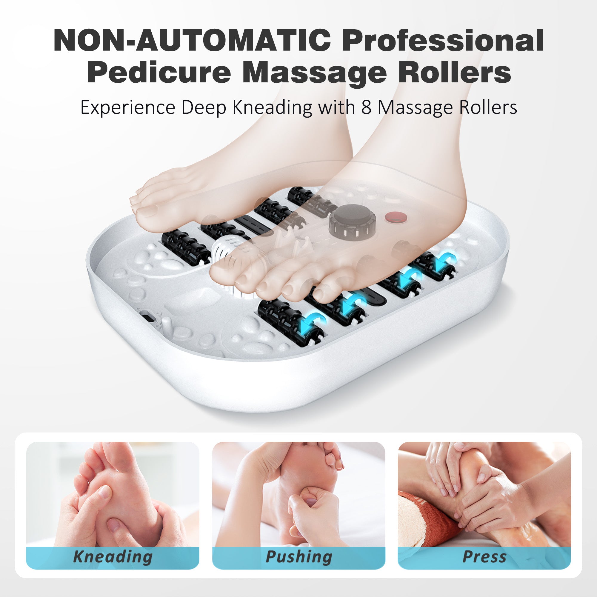 SPA4PIEDS Collapsible Foot Spa with Heat and Massage Rollers, Bubble, Red Light & Temperature Control, Foot Care Soaker Tub for Home Use, Black