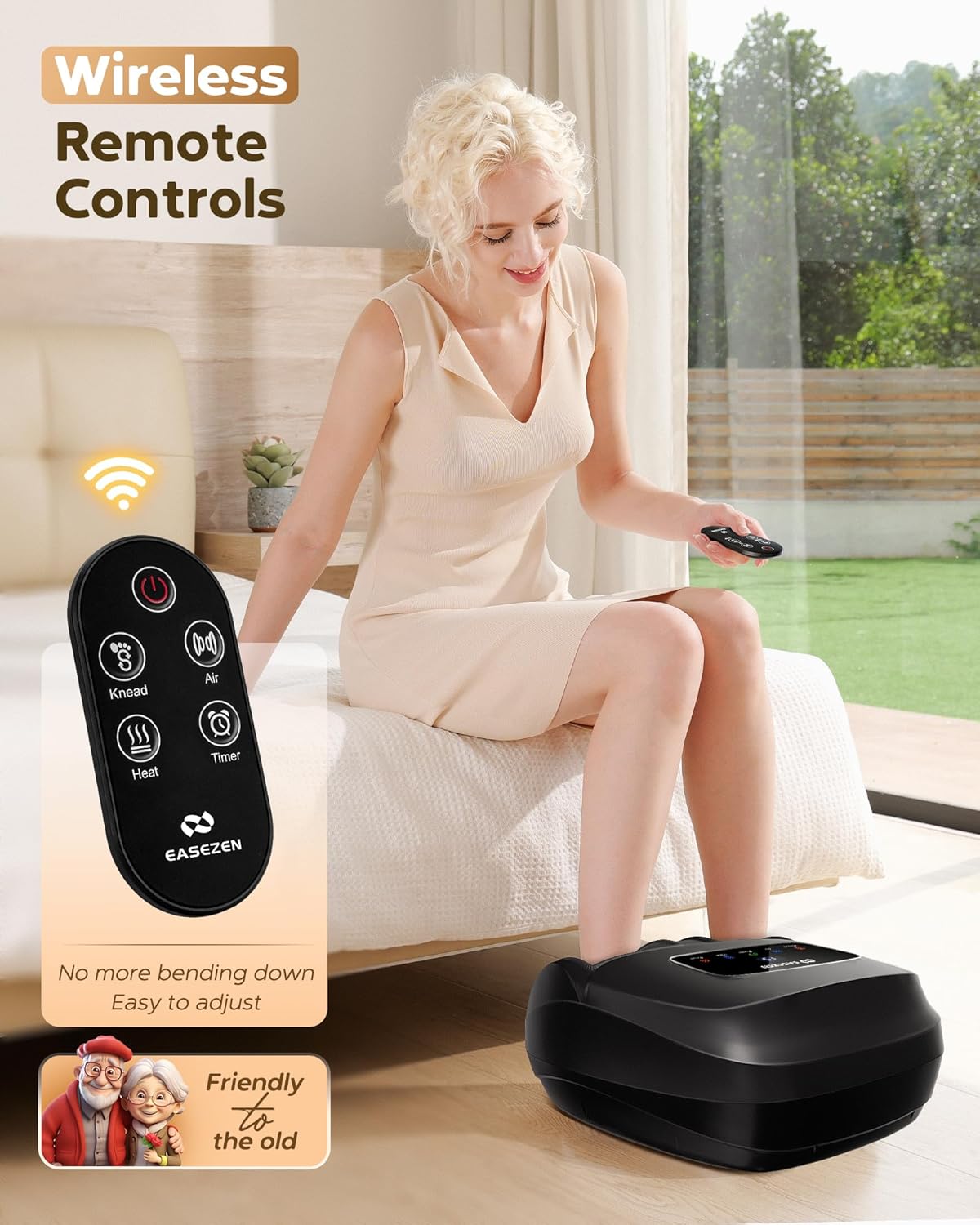 Heated Shiatsu Foot Massager with Remote Control, Full Foot Comfort, Gift for Women & Men, Size 14