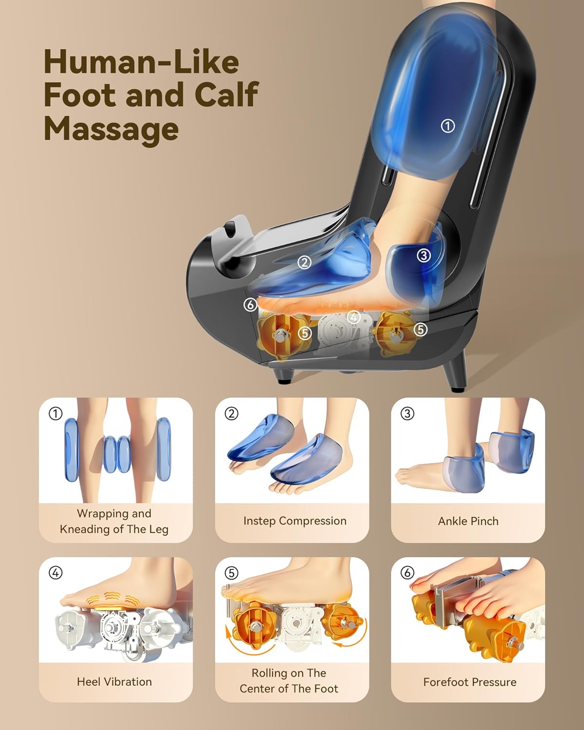 2 in 1 Shiatsu Foot Massager Machine Foot and Calf Massager with Adjustable Heat, Relaxation Gifts for Women Men, Fits up to Size 14