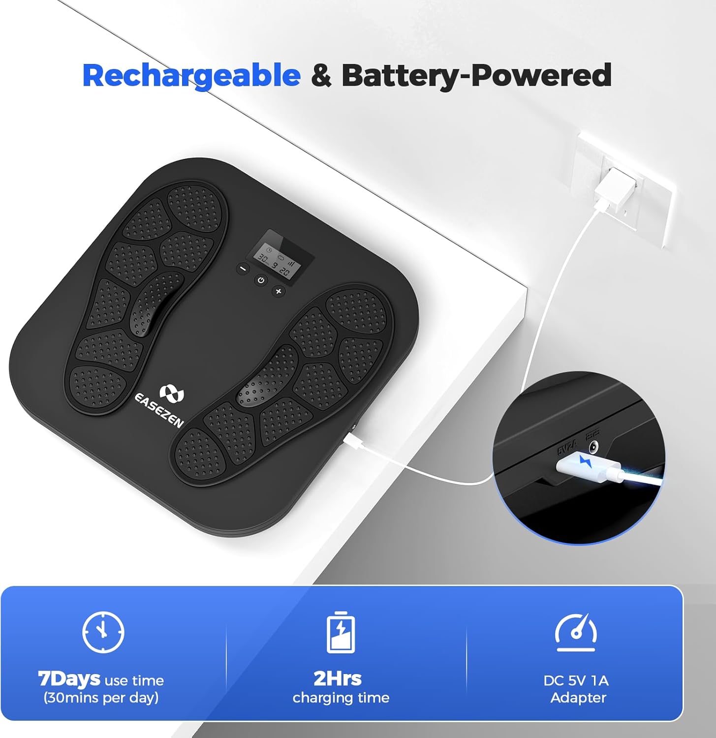 Foot Massager Rechargeable Foot Stimulator with Multiple Modes, Relaxing Foot & Leg Massager for Tired Feet, Home & Office Use, Gifts for Mom Dad