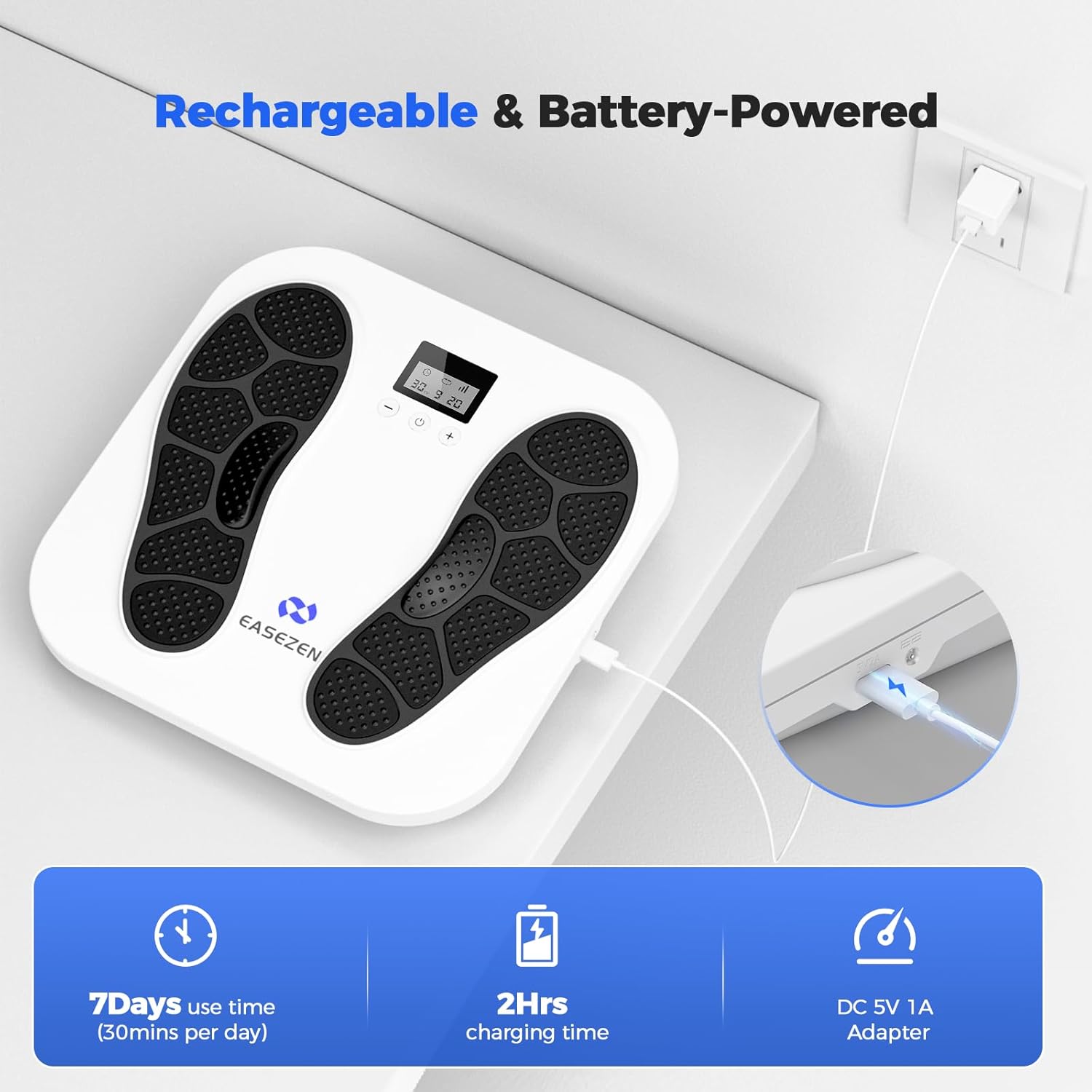 Foot Massager Rechargeable Foot Stimulator with Multiple Modes, Relaxing Foot & Leg Massager for Tired Feet, Home & Office Use, Gifts for Mom Dad