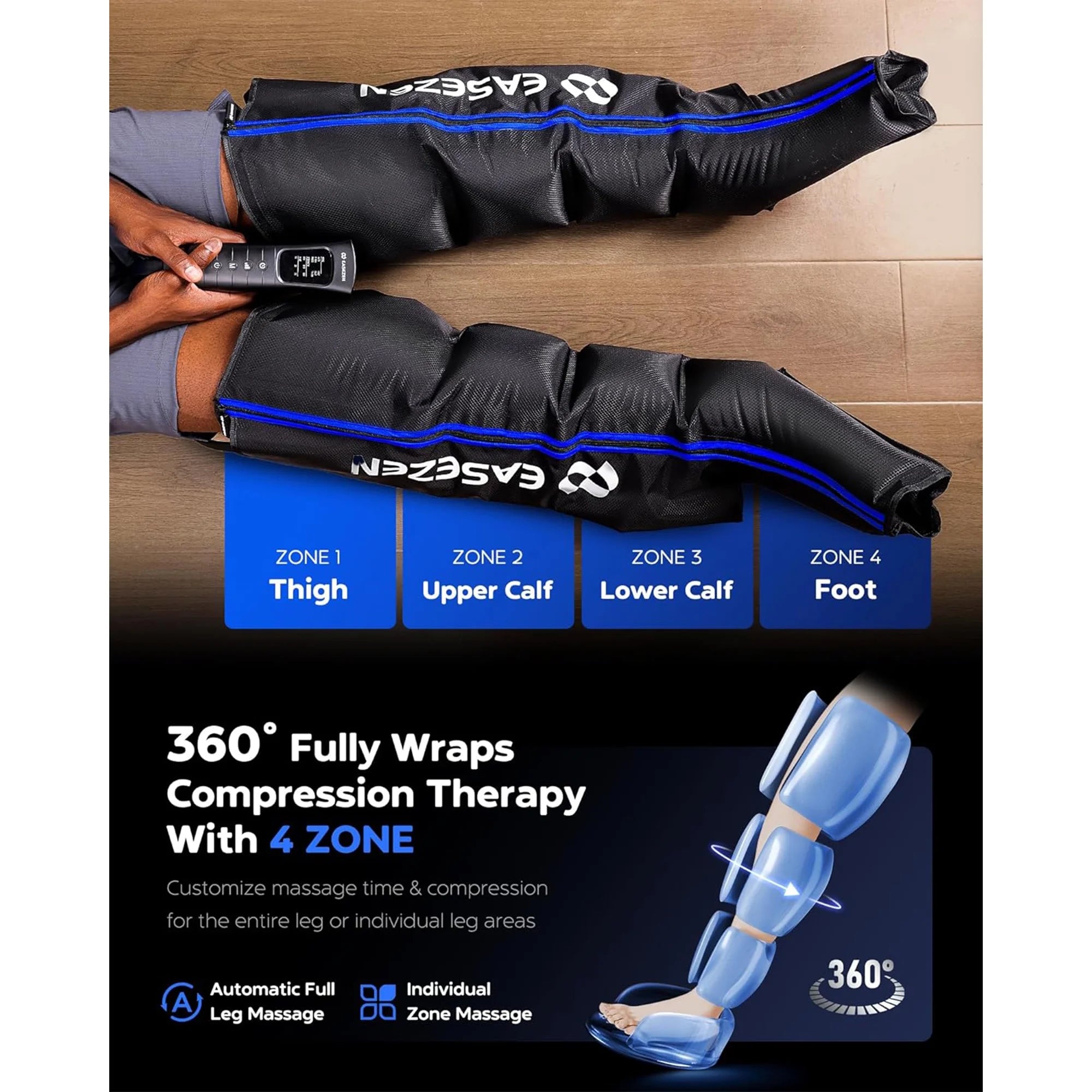 Leg Massager Air Compression Leg Relaxation System, Calf Thigh Foot Compression Device for Comfort and Daily Use