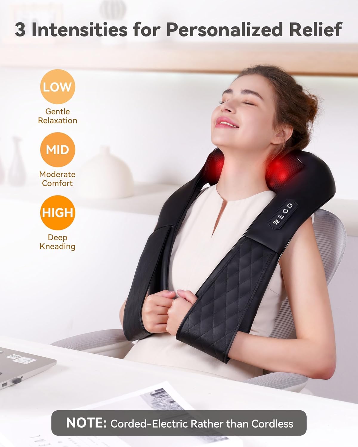 Neck Massager Corded Electric Neck Massager with Heat for Deep 4D Kneading Shoulder Massager Pillow Gifts for Mom Dad
