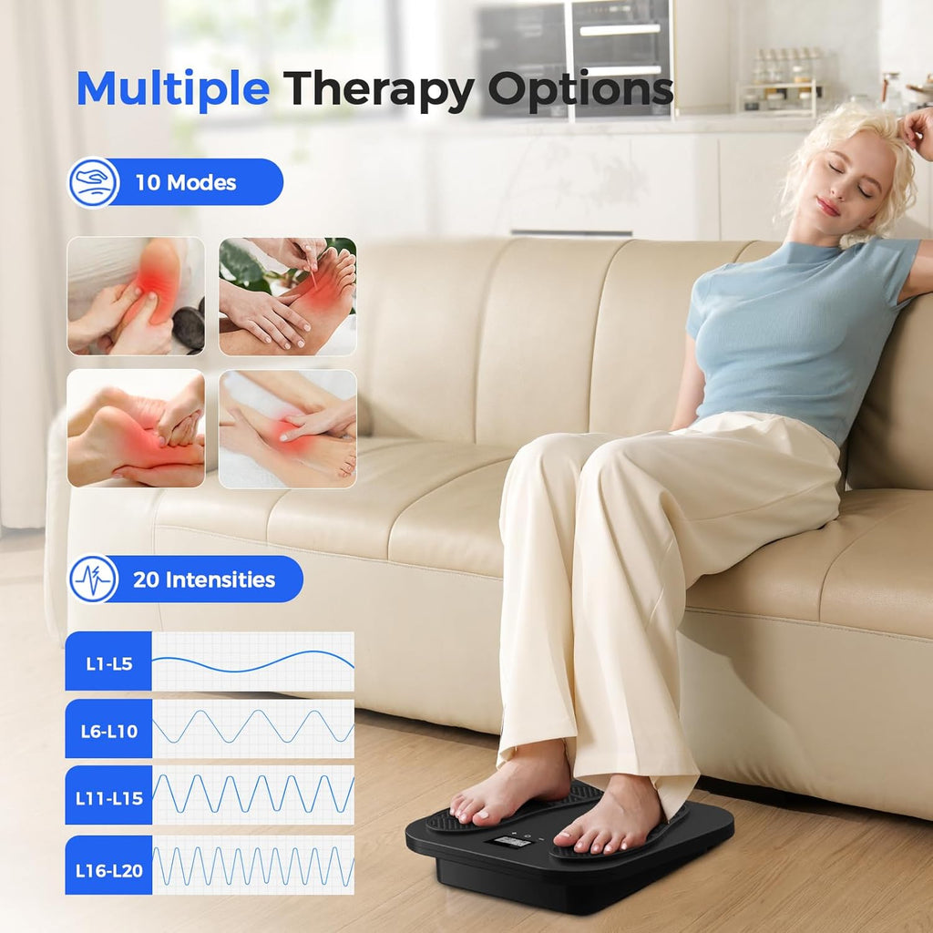 Foot Massager Rechargeable Foot Stimulator with Multiple Modes, Relaxing Foot & Leg Massager for Tired Feet, Home & Office Use, Gifts for Mom Dad