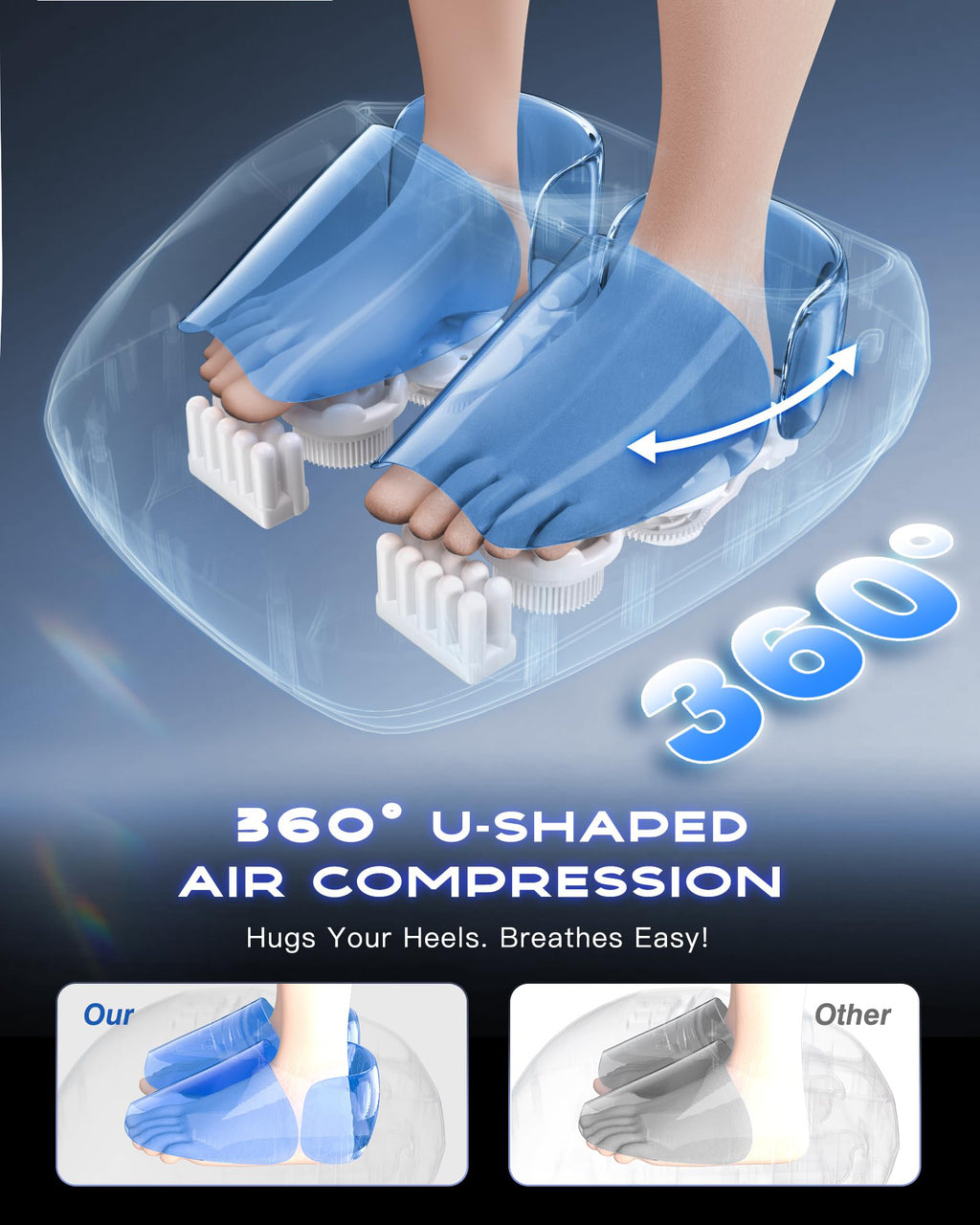 SPA4PIEDS Foot Massager with Heat, 3 Kneading Air Compression Intensities, 3 Heating Levels & Timer for Neuropathy, Circulation