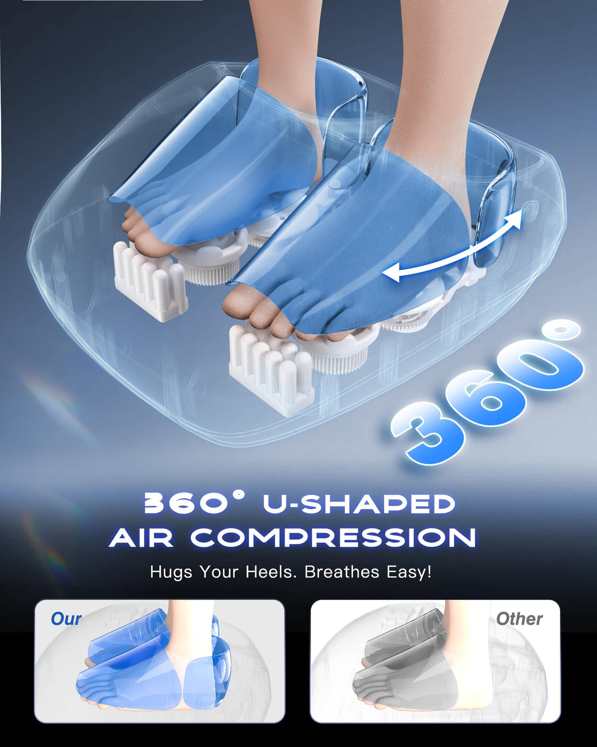 SPA4PIEDS Foot Massager with Heat, 3 Kneading Air Compression Intensities, 3 Heating Levels & Timer for Neuropathy, Circulation