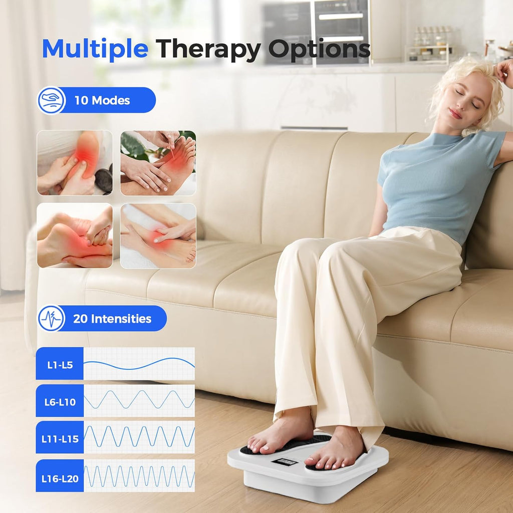 Foot Massager Rechargeable Foot Stimulator with Multiple Modes, Relaxing Foot & Leg Massager for Tired Feet, Home & Office Use, Gifts for Mom Dad