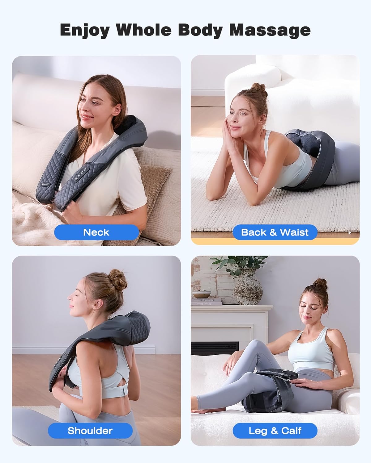 Neck and Shoulder Massager with Heat, 4D Shiatsu Neck and Back Massager with 16 Nodes for Back, Shoulder