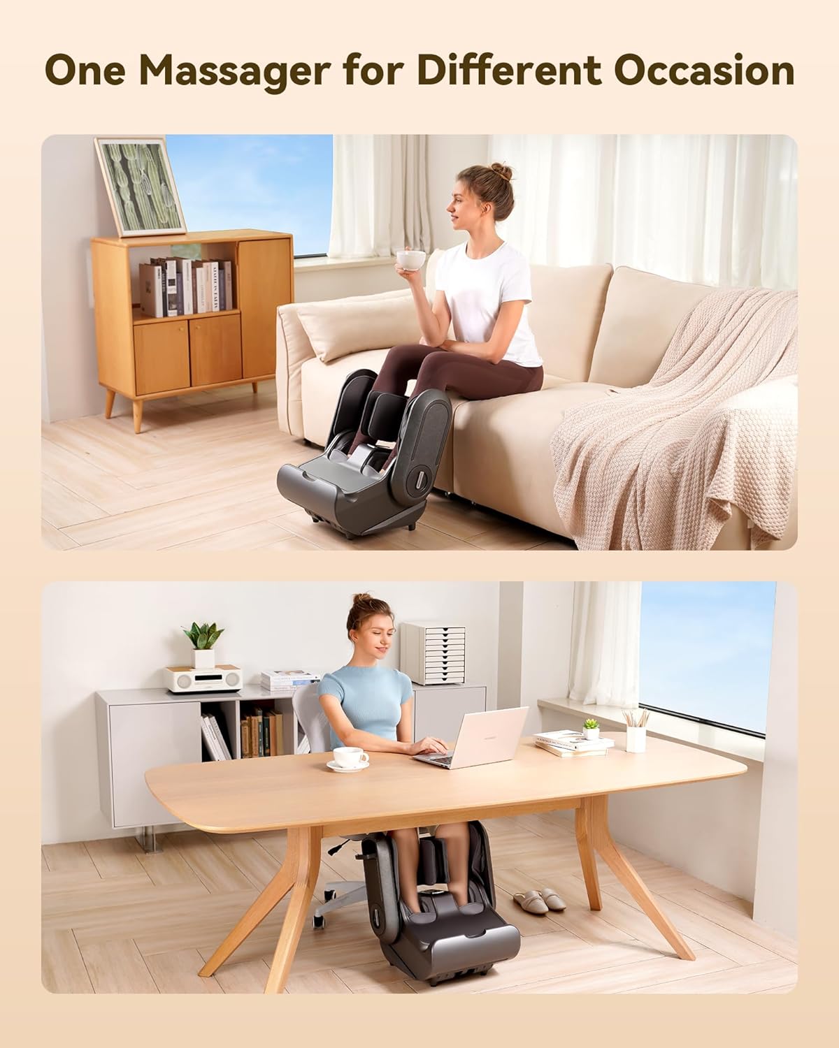 2 in 1 Shiatsu Foot Massager Machine Foot and Calf Massager with Adjustable Heat, Relaxation Gifts for Women Men, Fits up to Size 14