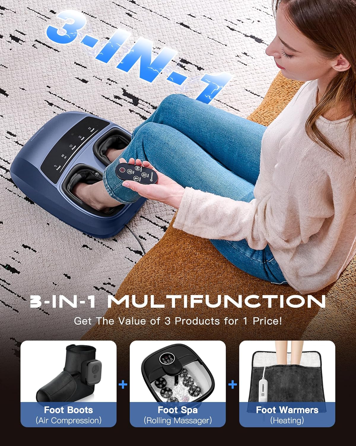 Foot Massager with Heat, Deep Kneading Shiatsu Foot Machine with Remote , Fits Up to Men Size 14, Gifts for Women Men