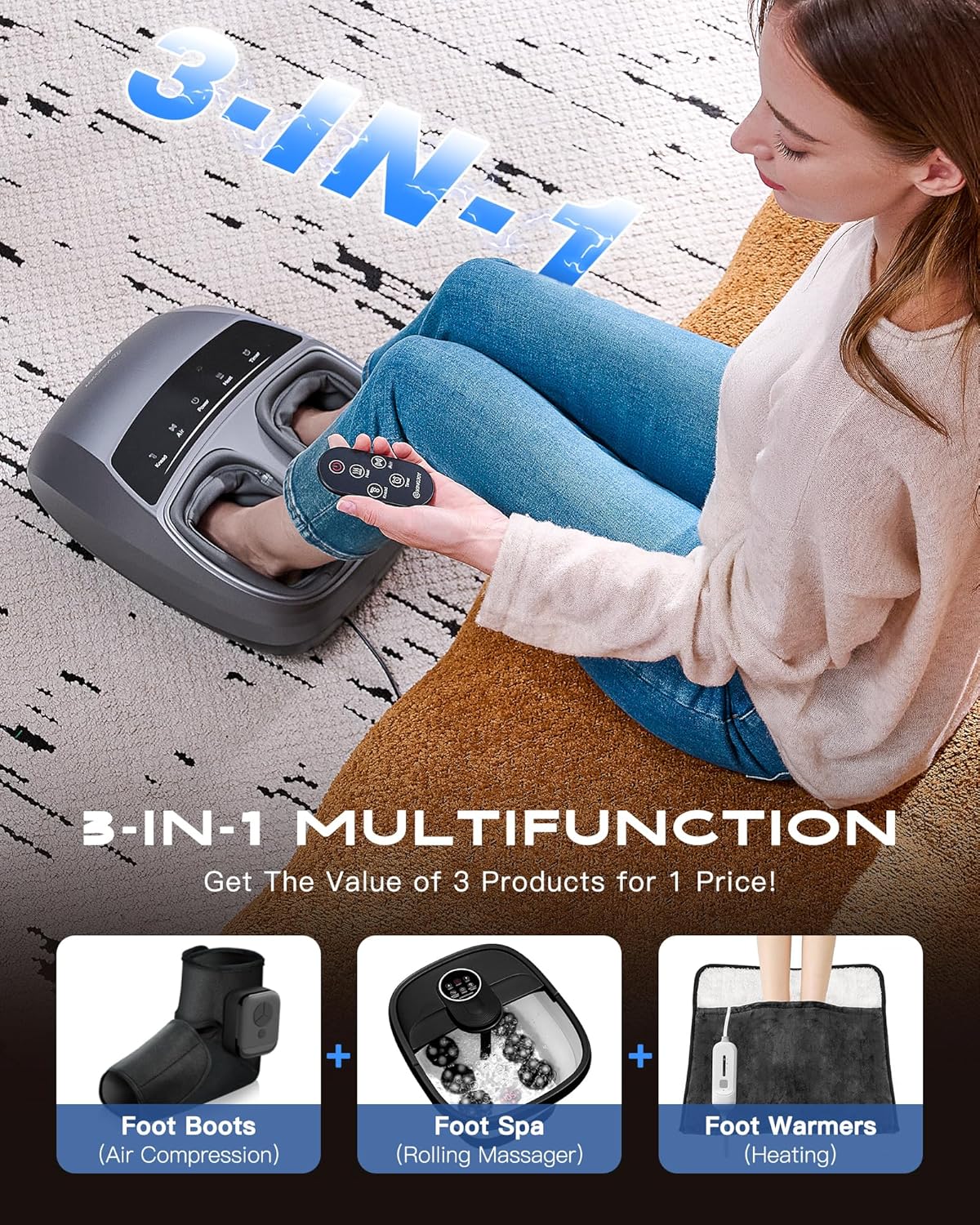 Foot Massager with Heat, Deep Kneading Shiatsu Foot Machine with Remote , Fits Up to Men Size 14, Gifts for Women Mom Men Dad Seniors