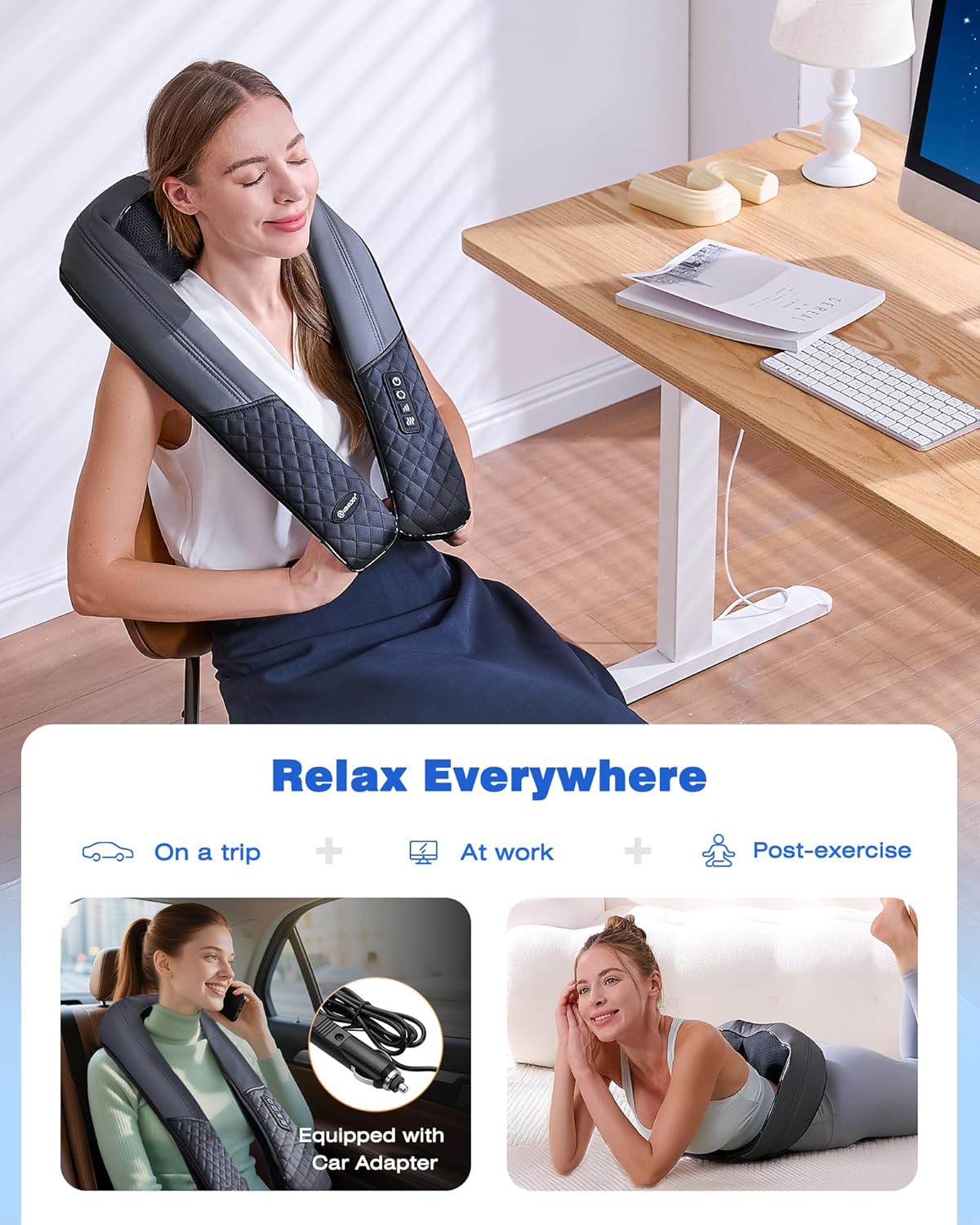 Neck and Shoulder Massager with Heat, 4D Shiatsu Neck and Back Massager with 16 Nodes for Back, Shoulder