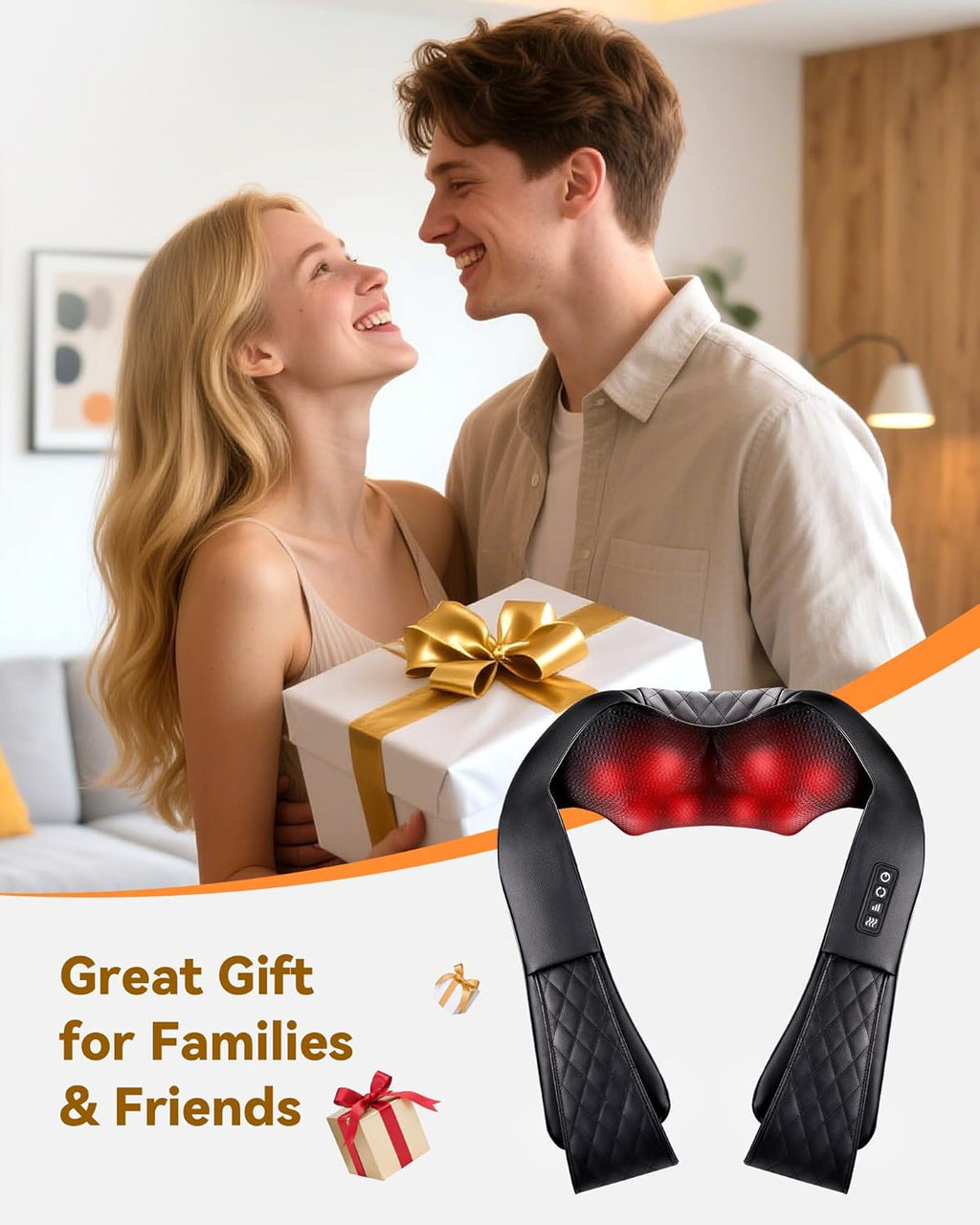 Neck Massager Corded Electric Neck Massager with Heat for Deep 4D Kneading Shoulder Massager Pillow Gifts for Mom Dad