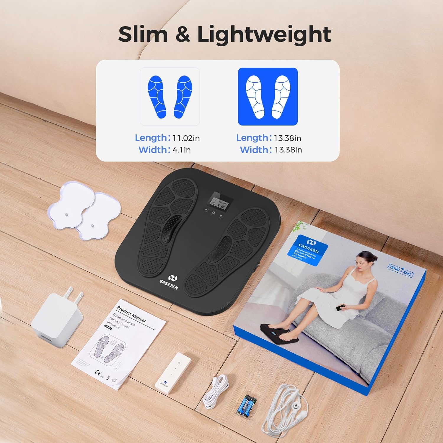 Foot Massager Rechargeable Foot Stimulator with Multiple Modes, Relaxing Foot & Leg Massager for Tired Feet, Home & Office Use, Gifts for Mom Dad